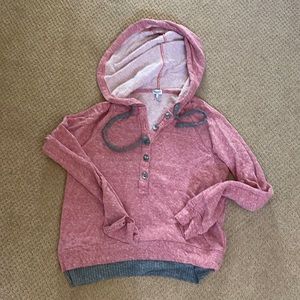 Splendid Red Hoodie Cropped Sweatshirt